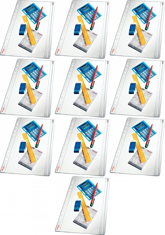 10x Koszulki z suwakiem Esselte, A4, 200μm, 5 sztuk, transparentny