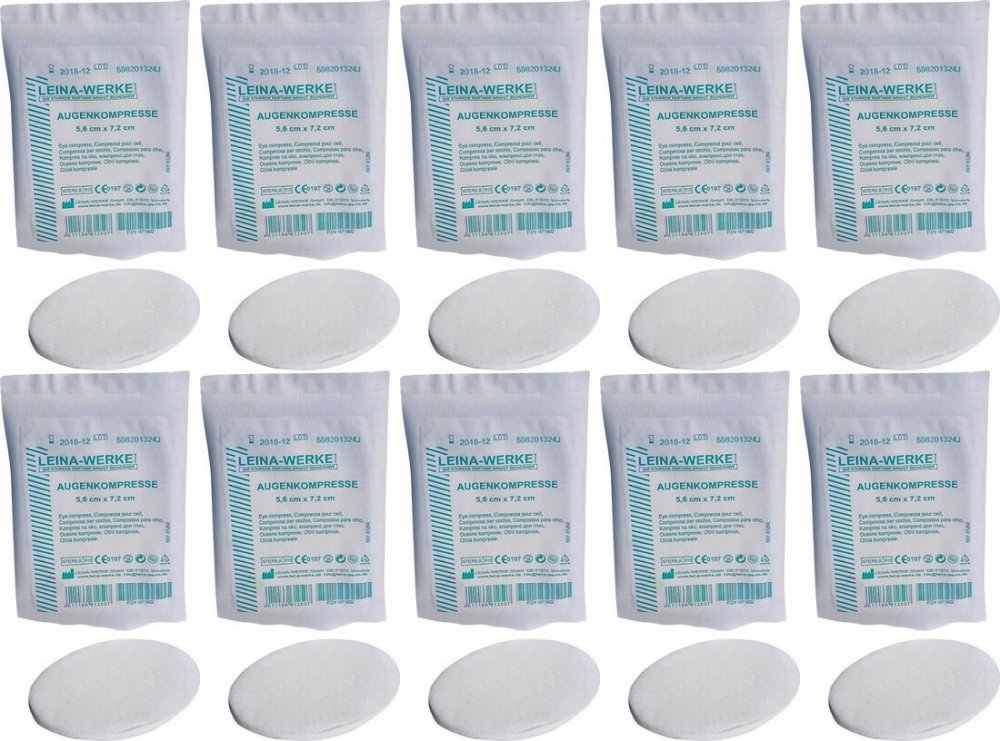 10x Kompres na oko Vera, 5.6x7.2cm, 1 sztuka
