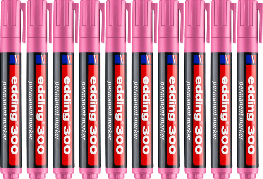 10x Marker permanentny edding 300, okrągła, 1.5-3mm, różowy