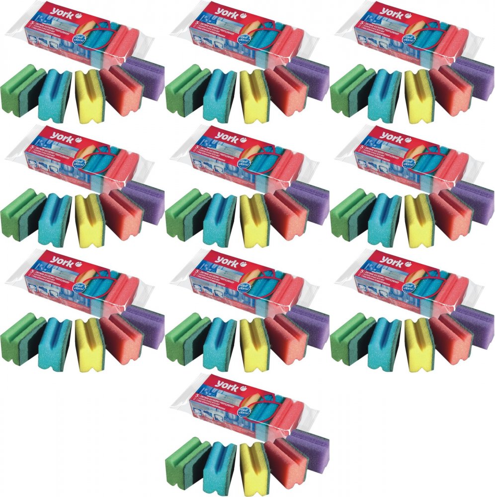 10x Zmywak kuchenny profilowany York, 5 sztuk, mix kolorów