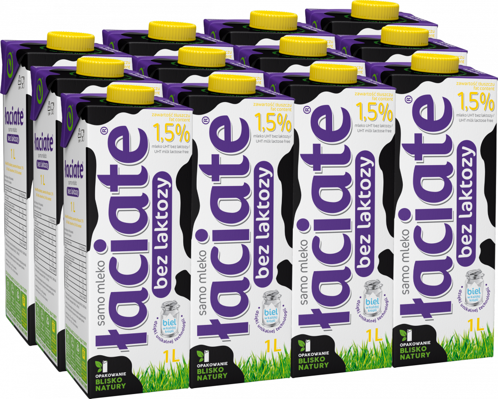12x Mleko UHT Łaciate, bez laktozy, 1.5%, 1l