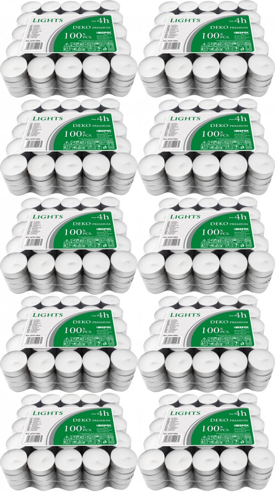 10x Podgrzewacz - świeczka Bispol, 100 sztuk, biały