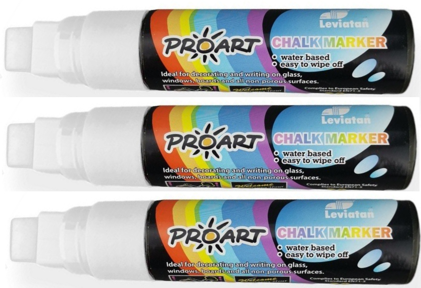 3x marker kredowy Leviatan, ścięta, 6.5-15mm, 28g, biały