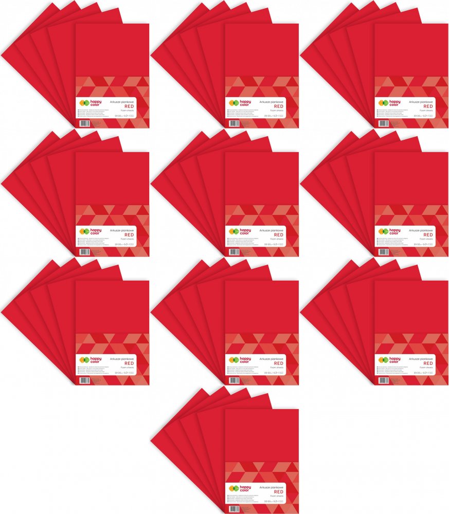 10x Arkusze piankowe Happy Color, A4, 5 arkuszy, czerwony