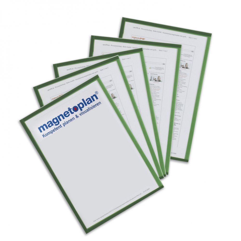 Ramka magnetyczna Magnetoplan, A4, 5 sztuk, zielony