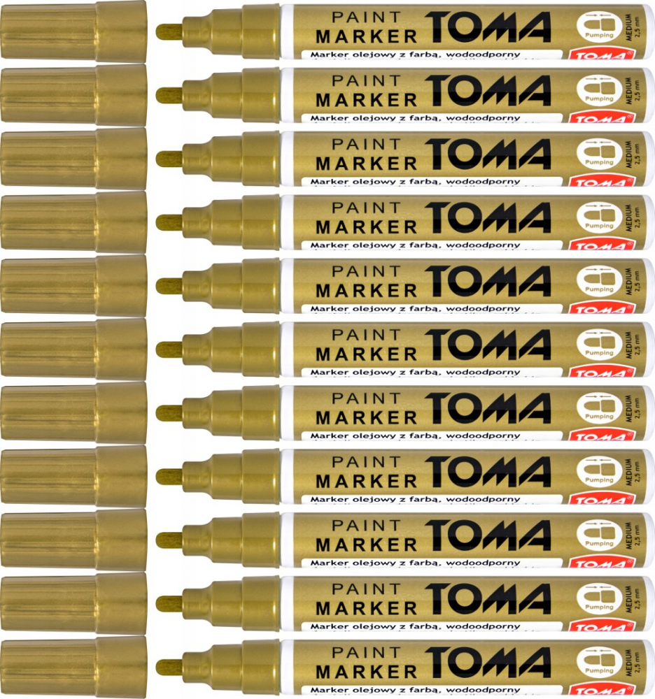 12x Marker olejowy Toma TO-440, okrągła, 2.5 mm, złoty