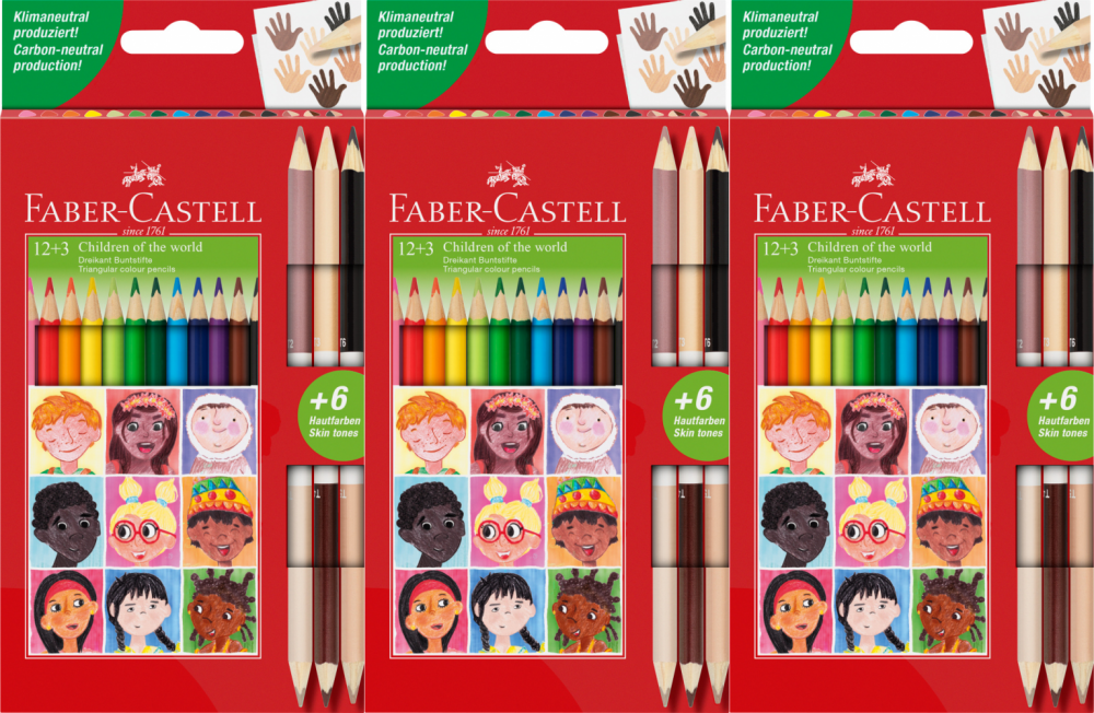 3x Kredki ołówkowe Faber Castell Zamek, 12 sztuk + 3 kredki dwustronne, mix kolorów