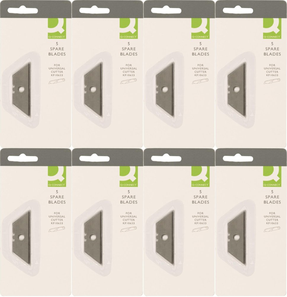 8x Ostrza wymienne do noża tapicerskiego Q-Connect, 19x60mm, 5 sztuk, srebrny
