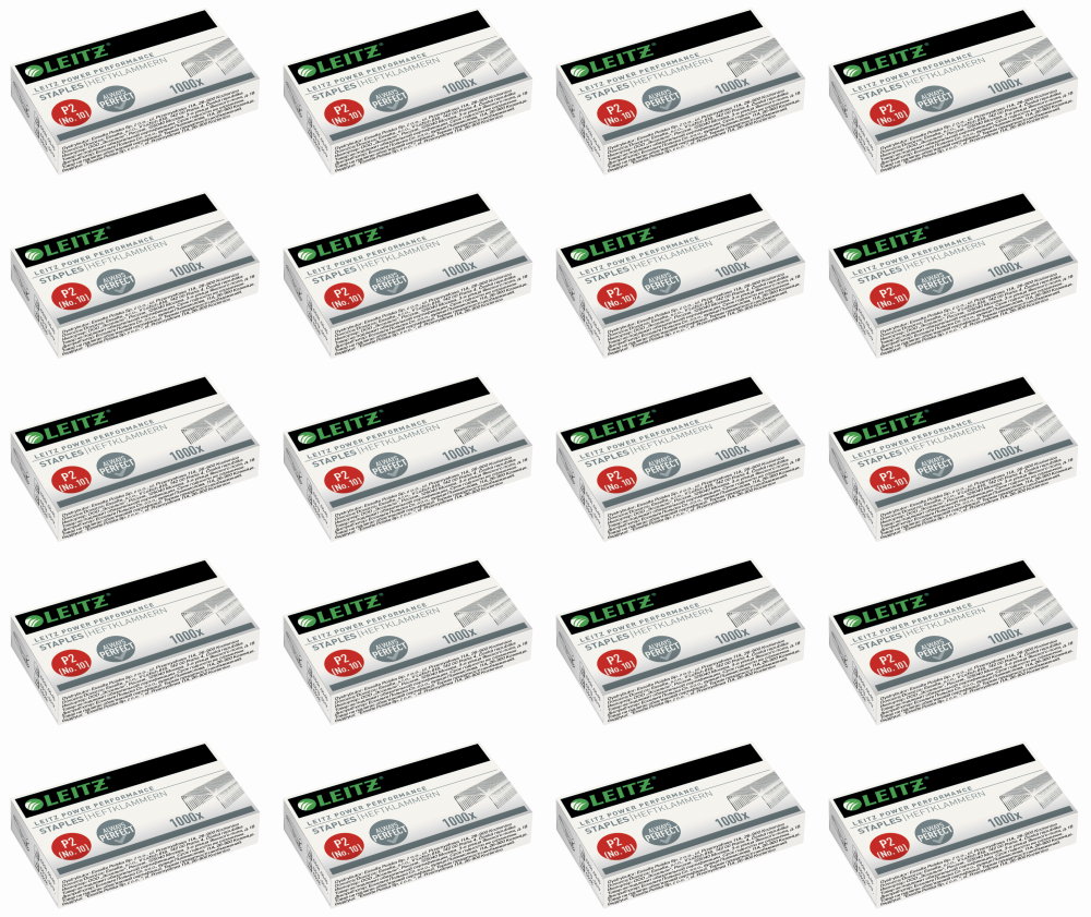 20x Zszywki wytrzymałe Leitz Power Performance, 10/5, 1000 sztuk, srebrny