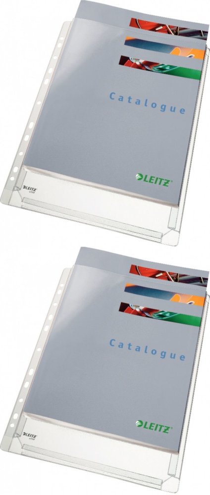 2x Koszulki groszkowe Leitz Premium, poszerzane, A4, 170 μm, 5 sztuk, transparentny