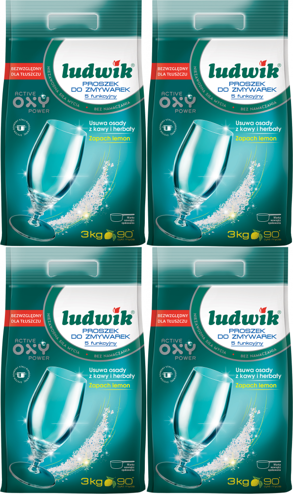 4x Proszek do zmywarek Ludwik, 5 funkcyjny, 3 kg