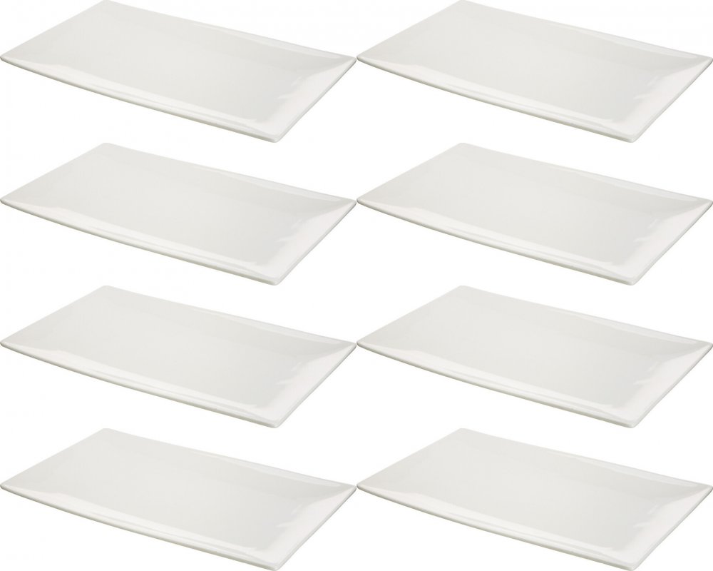 8x Półmisek prostokątny Altom Design Regular, 31cm, porcelana, kremowy