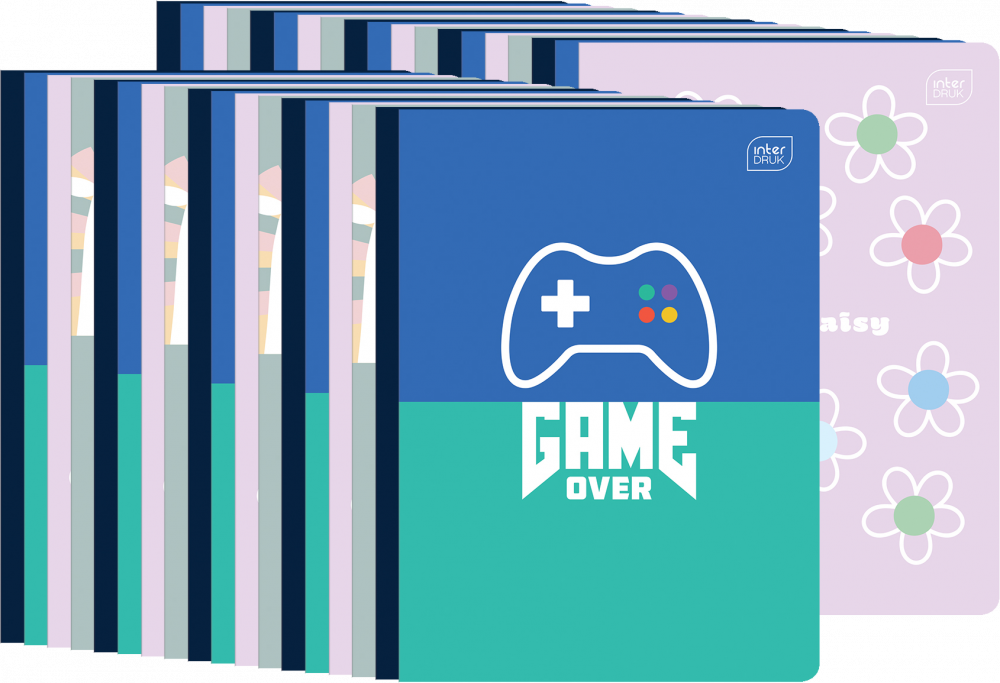 40x Zeszyt gładki Interdruk, A5, 16 kartek, mix wzorów