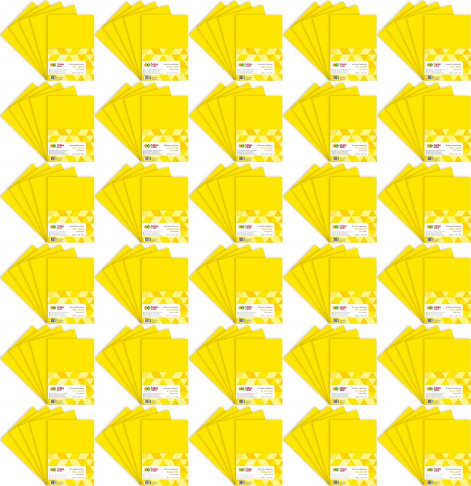 100x Arkusze piankowe Happy Color, A4, 5 arkuszy, żółty