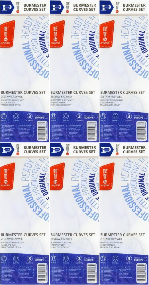 6x Zestaw krzywek MemoBe by Pratel, 3 elementy, transparentny