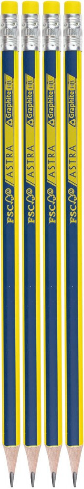 4x Ołówek trójkątny Astra, HB, z gumką, 1 sztuka