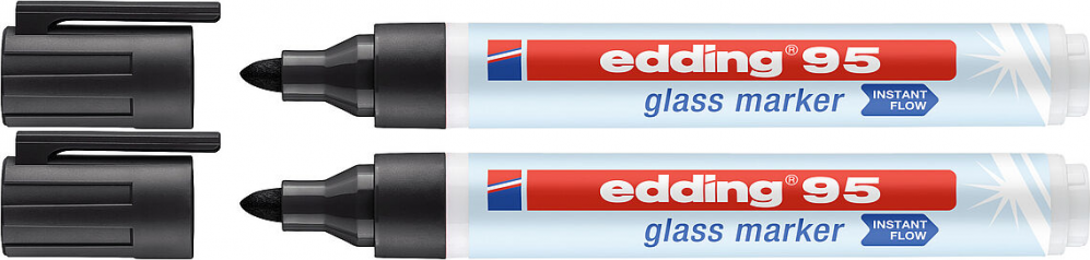 2x Marker do powierzchni szklanych edding 95, okrągła, 1.5-3mm, czarny