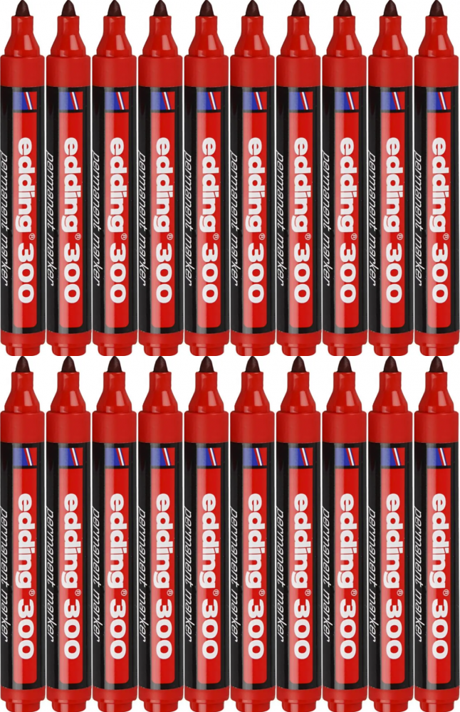 20x Marker permanentny edding 300, okrągła, 1.5-3mm, czerwony