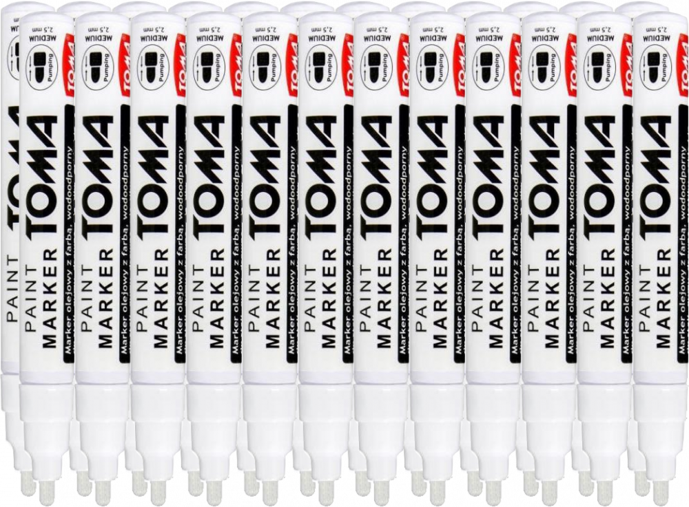 24x Marker olejowy Toma TO-440, okrągła, 2.5 mm, biały