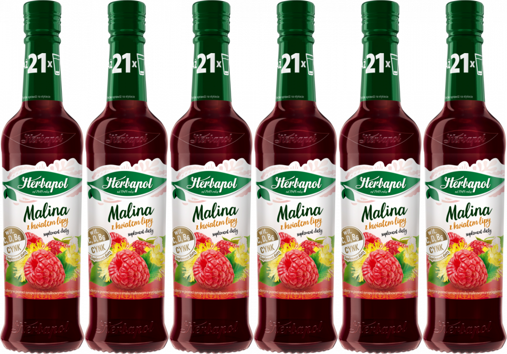 6x Syrop Herbapol Owocowa Spiżarnia, Malina z Lipą, 420ml