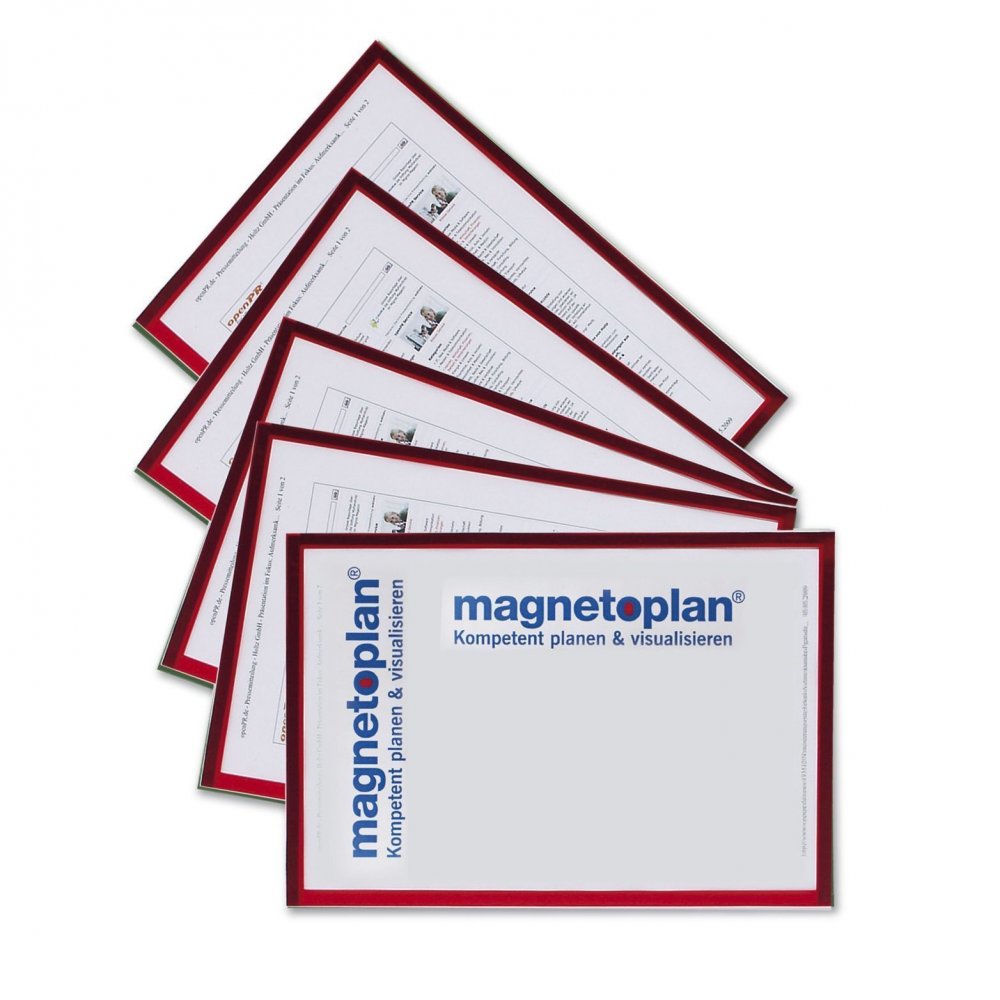 Ramka magnetyczna Magnetoplan, A3, 5 sztuk, czerwony