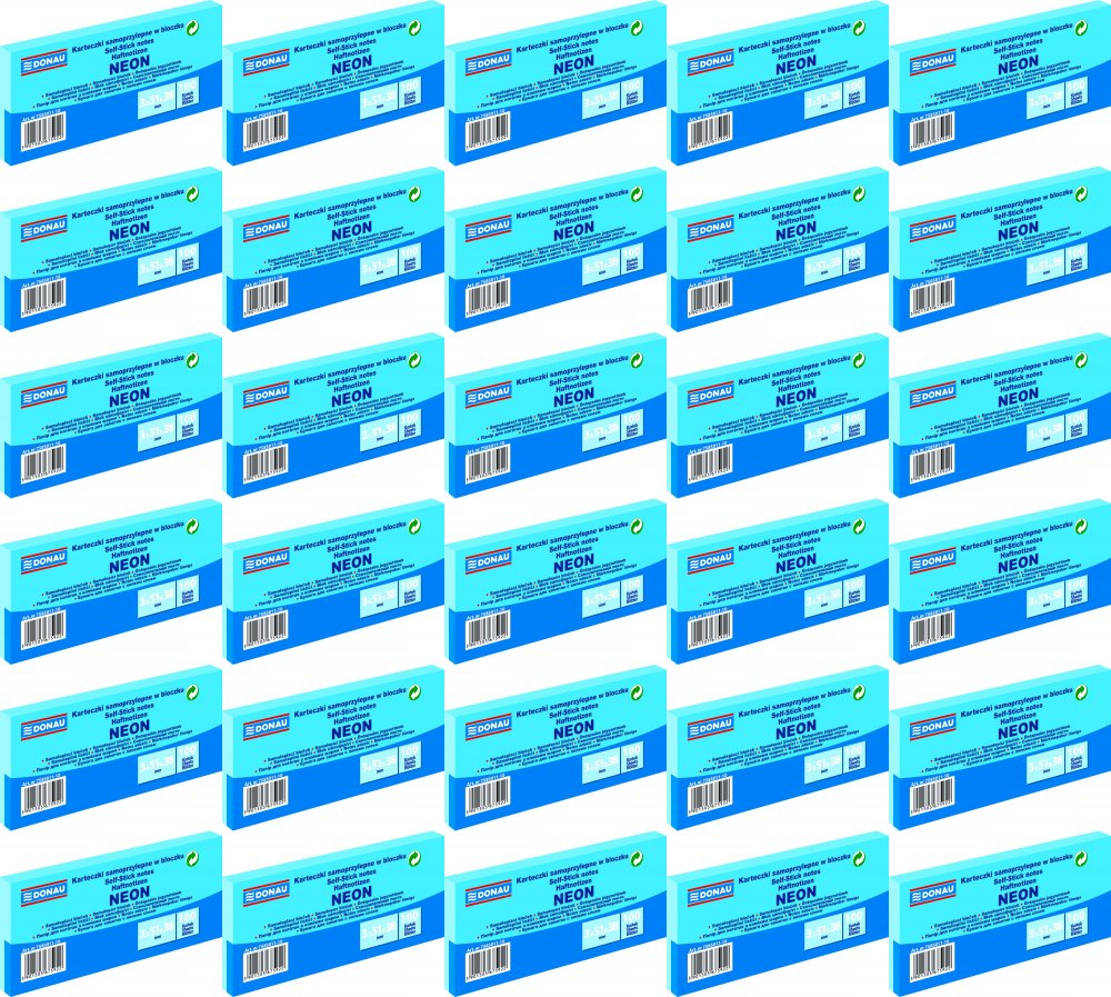 50x Karteczki samoprzylepne Donau, 38x51mm, 3x100 karteczek, neonowy niebieski