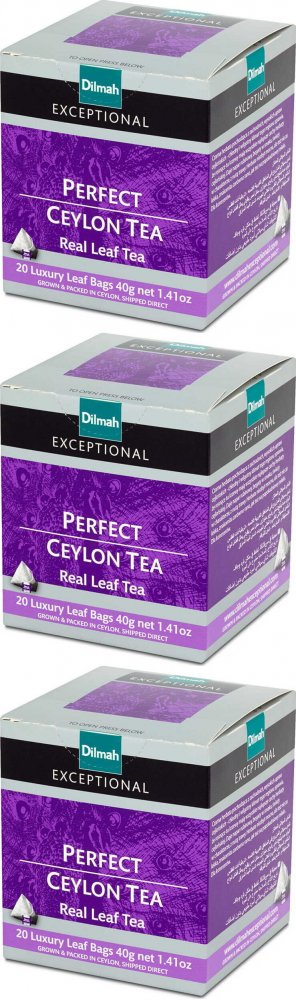 3x Herbata czarna w piramidkach Dilmah Exceptional Perfect Ceylon Tea, 20 sztuk x 2g