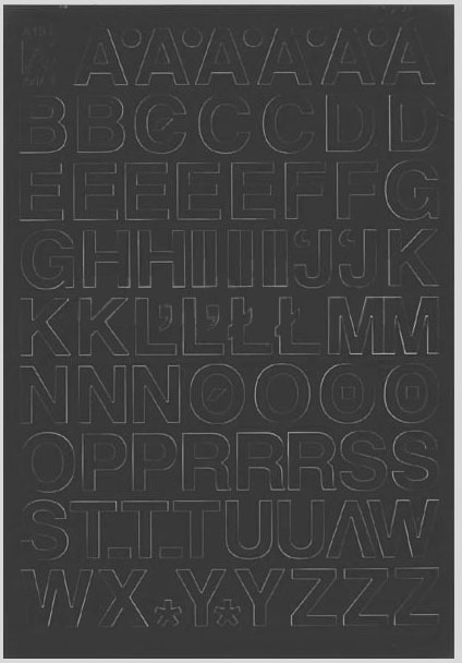 Litery samoprzylepne, 1.5 cm, 1 arkusz, czarny