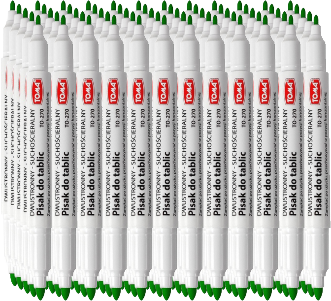 60x Marker suchościeralny Toma, 270, dwustronny, okrągła, 0.8/1.5 mm, zielony