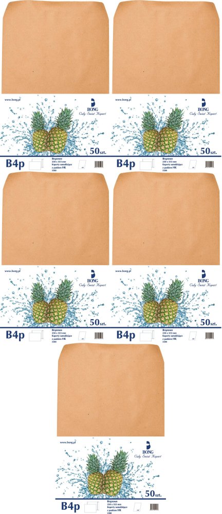 5x Koperta standardowa Bong Business Mail, B4, z paskiem HK, 50 sztuk, brązowy
