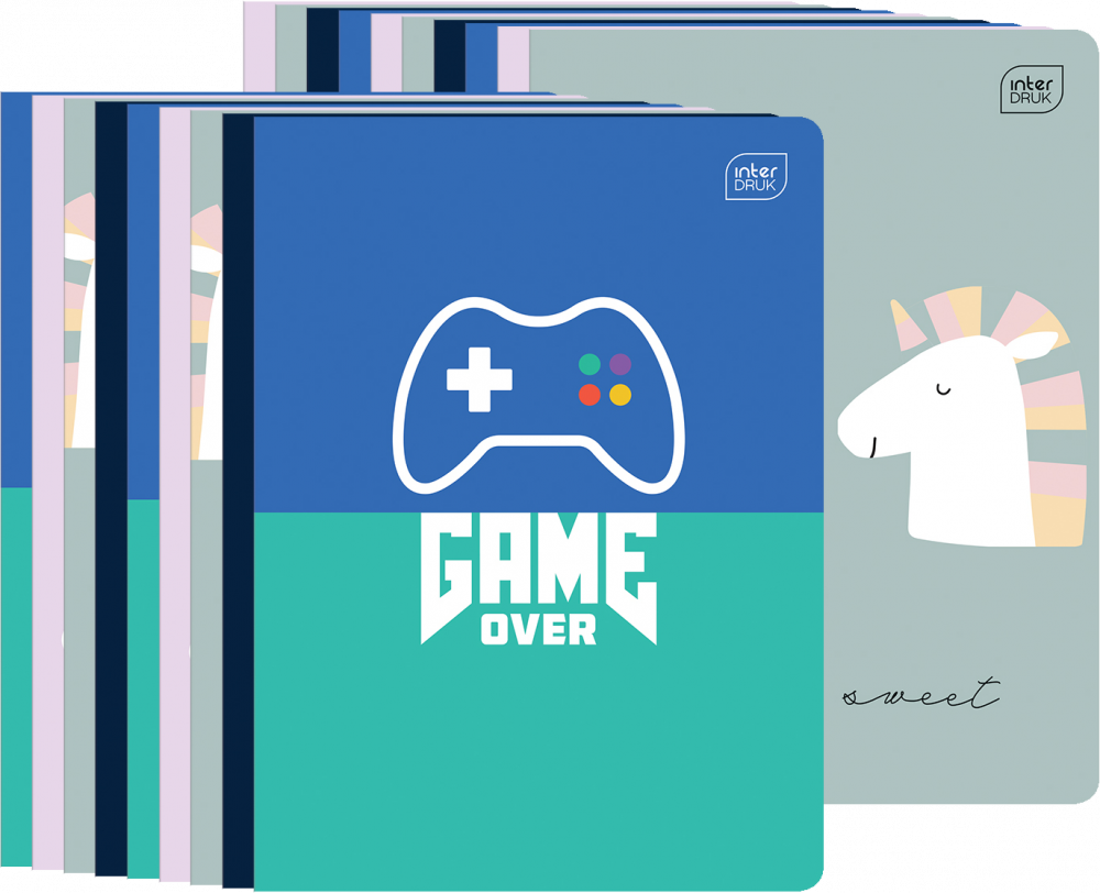 20x Zeszyt gładki Interdruk, A5, 16 kartek, mix wzorów