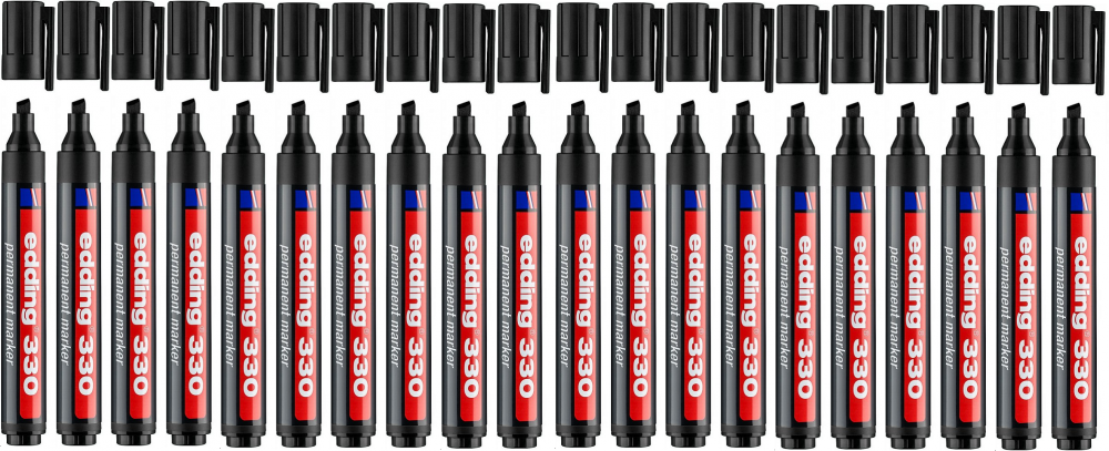 20x Marker permanentny edding 330, ścięta, 1-5 mm, czarny