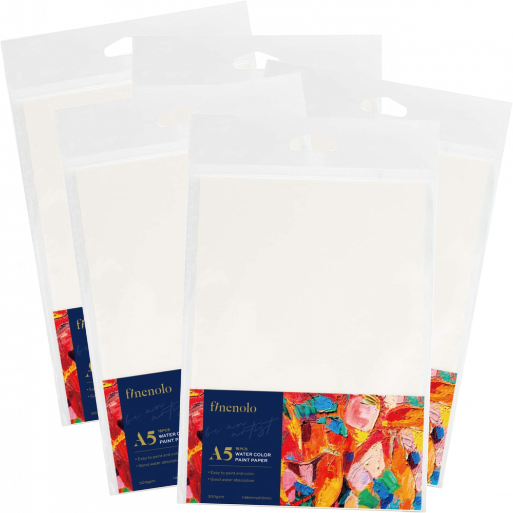 5x Papier akwarelowy Deli Finenolo, A5, 300g/m2, 16 kartek, biały