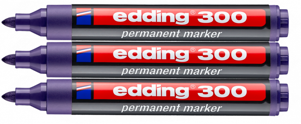 3x Marker permanentny edding 300, okrągła, 1.5-3mm, fioletowy