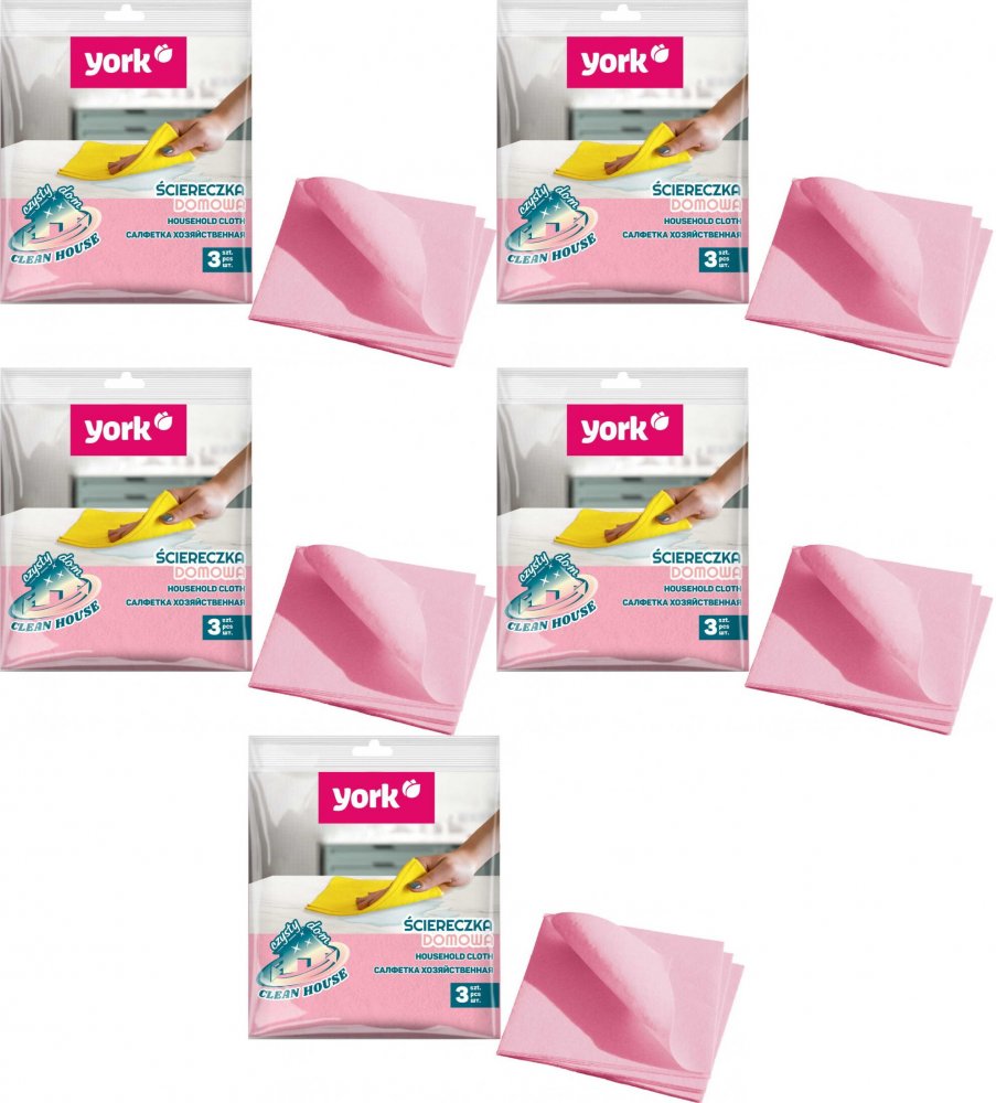 5x Ściereczka domowa York Prestige, 3 sztuki, mix kolorów