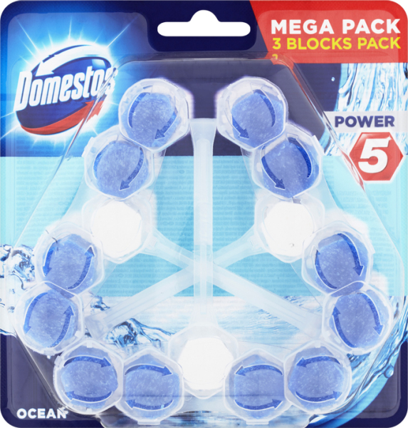 Zawieszka do WC Domestos Power 5, ocean, 3x55g