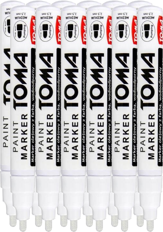 12x Marker olejowy Toma TO-440, okrągła, 2.5 mm, biały