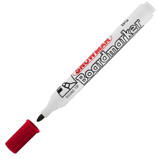 Marker suchościeralny Snowman Boardmarker, okrągła, 1.5-3mm, czerwony