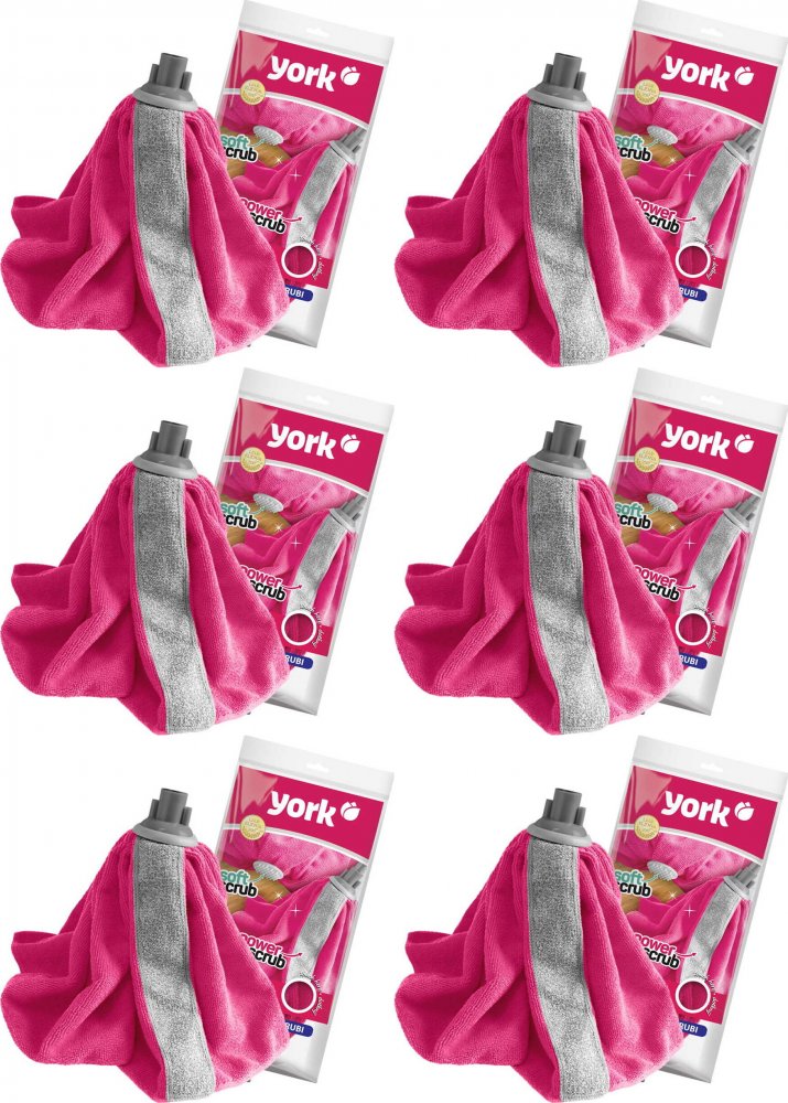6x Mop z mikrofibry York Rubi, końcówka, mix kolorów