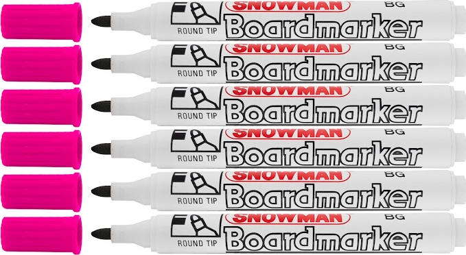 6x Marker suchościeralny Snowman Boardmarker, okrągła, 1.5-3mm, różowy