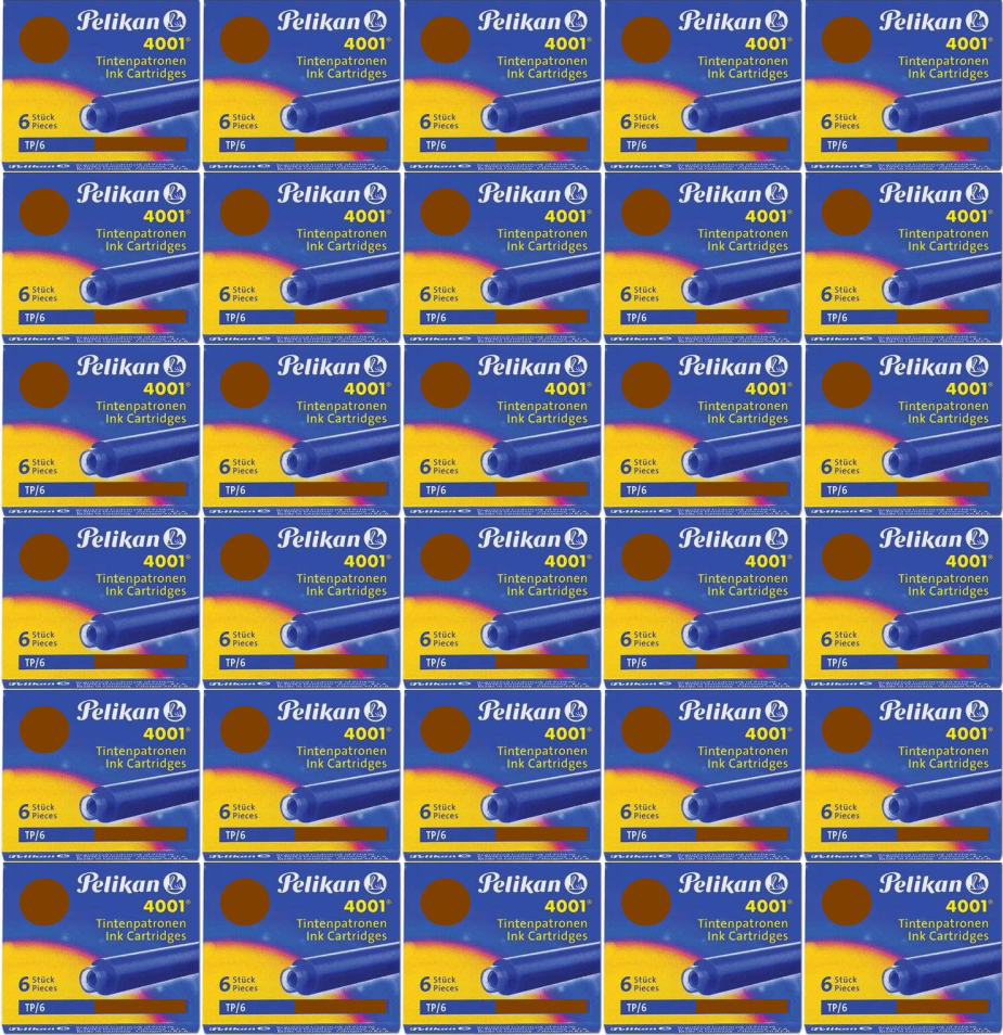 30x Naboje atramentowe krótkie Pelikan, 6 sztuk, brązowy