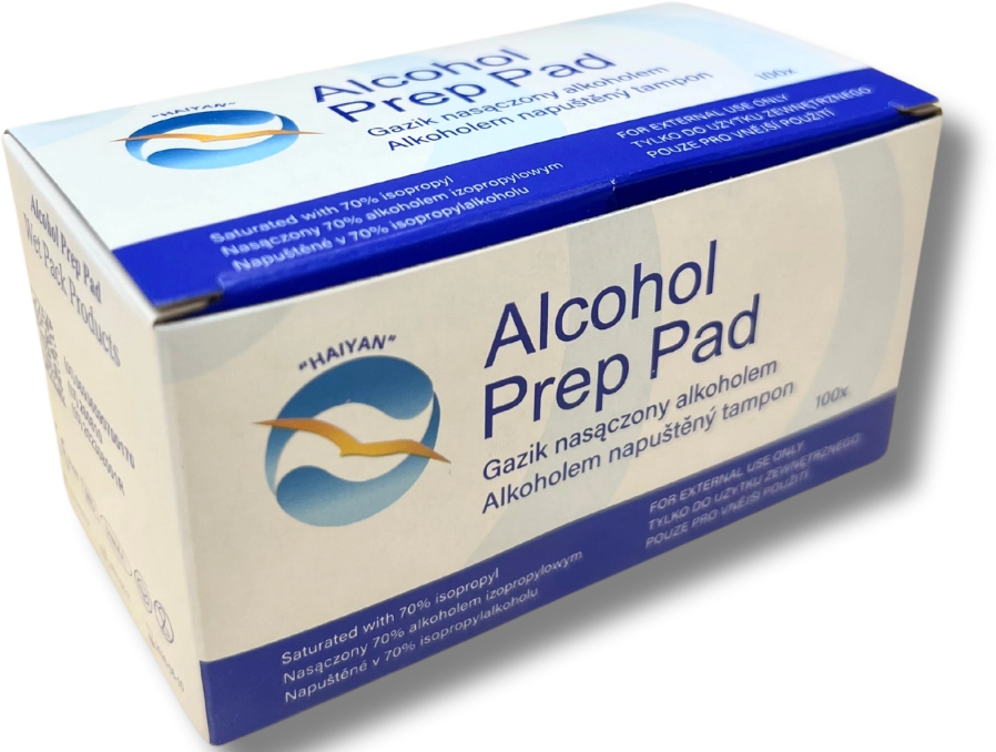 Gaziki nasączone alkoholem 70%, do dezynfekcji 100 sztuk