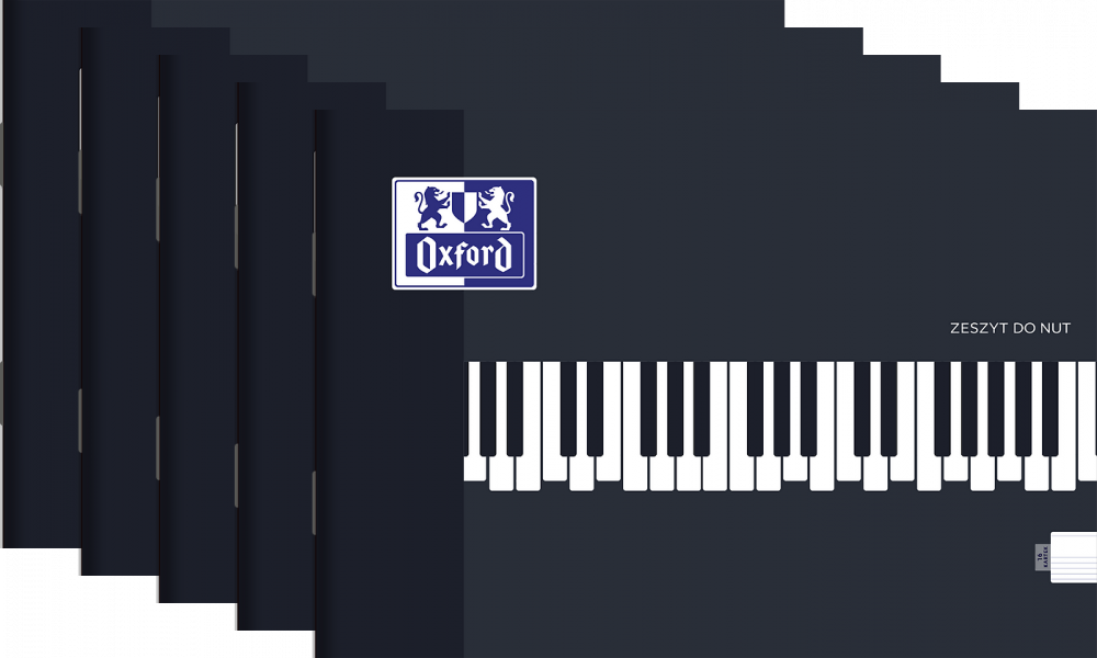 5x Zeszyt do nut Oxford, A5, 16 kartek, czarny