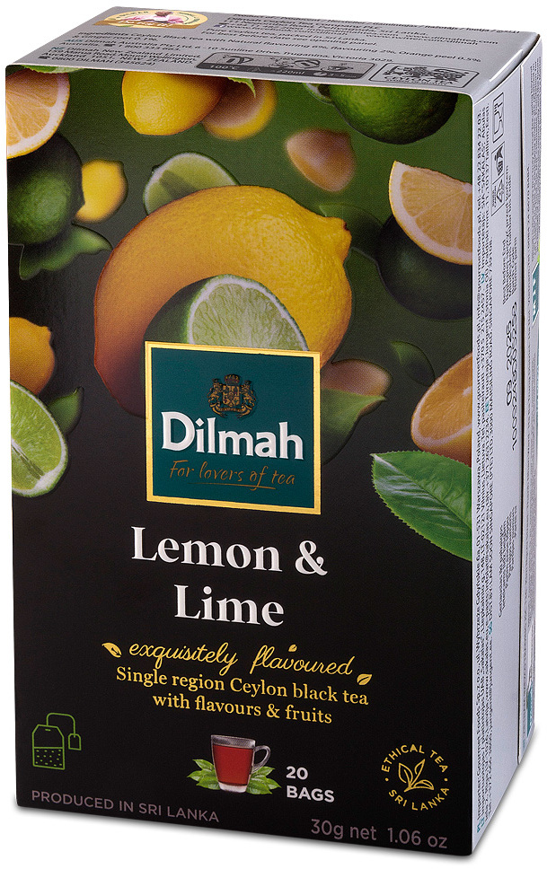 Herbata czarna aromatyzowana w torebkach Dilmah, Lemon & Lime, 20 sztuk x 1.5g