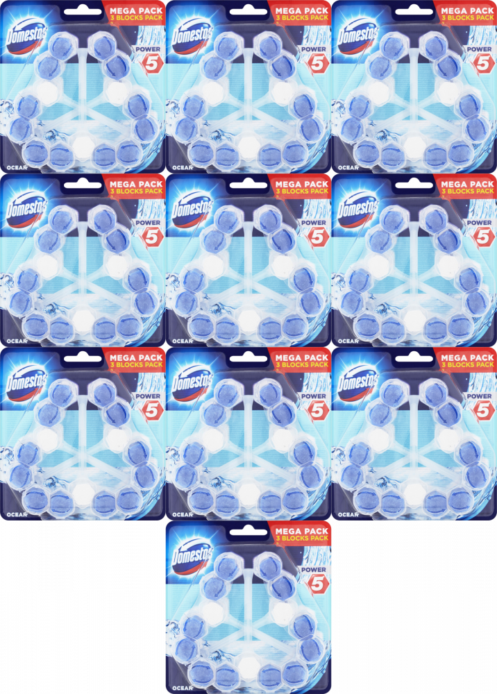 10x Zawieszka do WC Domestos Power 5, ocean, 3x55g