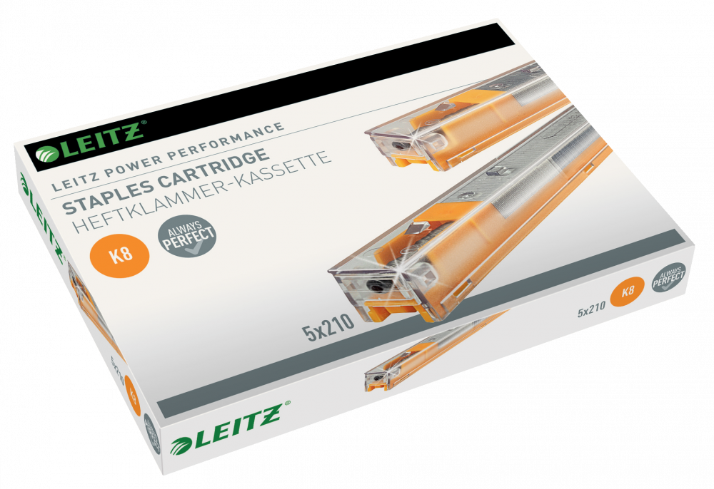 Zszywki w kasetce Leitz Power Performance K8, 26/8, 5 kaset x 210 sztuk, srebrny