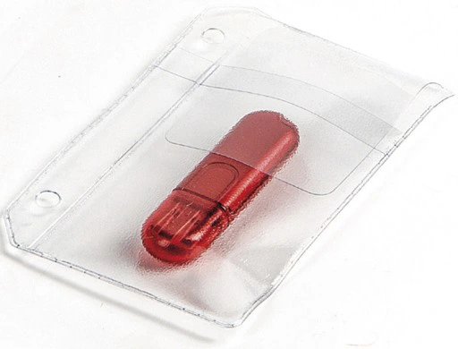 Koszulki krystaliczne na pendrive, z klapką, 5 sztuk, przezroczysty