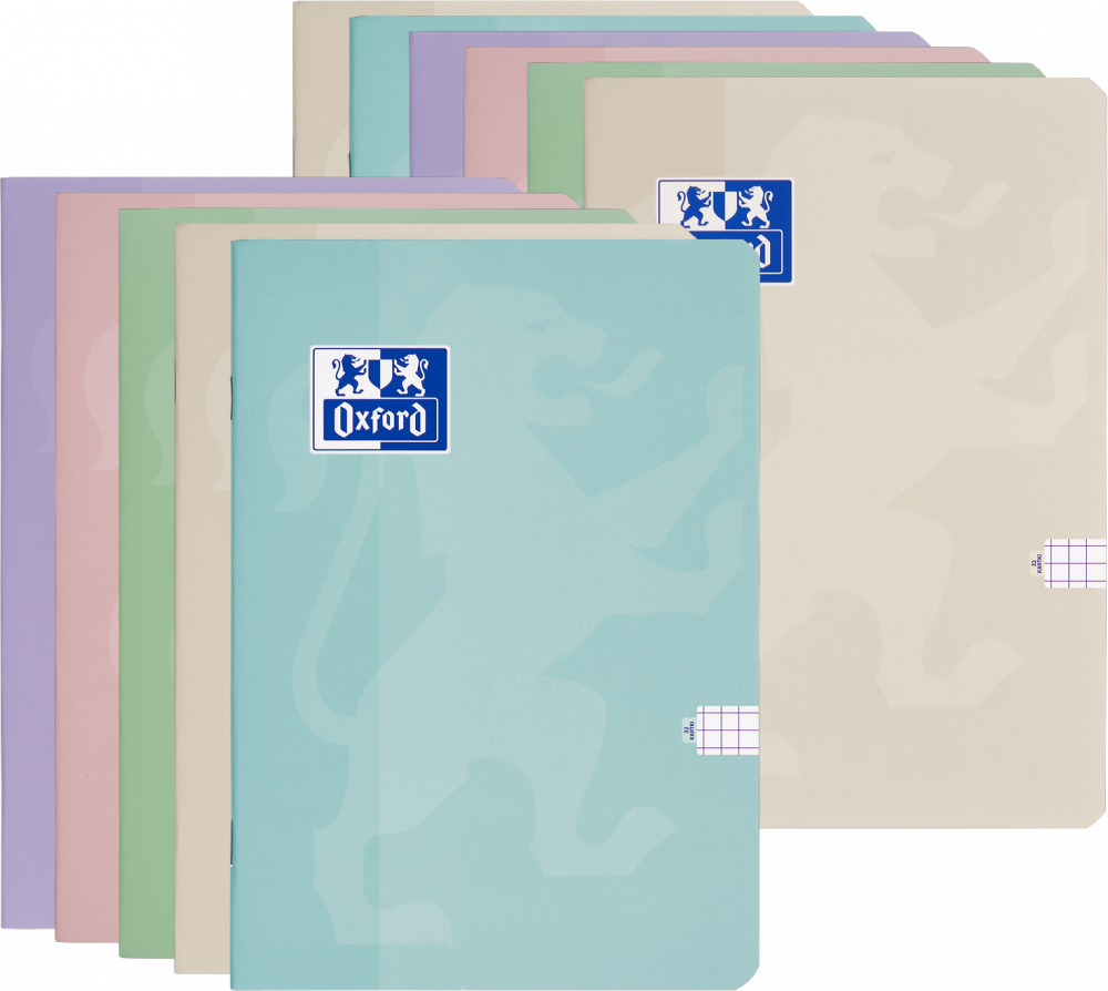 10x Zeszyt w kratkę Oxford Touch Pastel, A5, miękka oprawa, 32 kartki, mix kolorów pastelowych