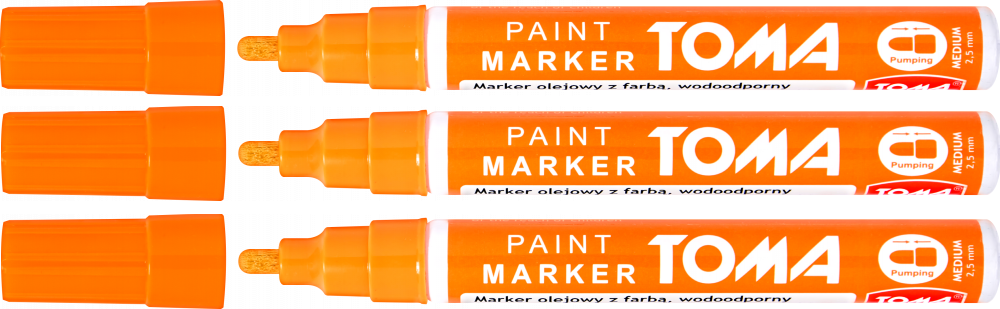 3x marker olejowy Toma TO-440, okrągła, 2.5 mm, pomarańczowy