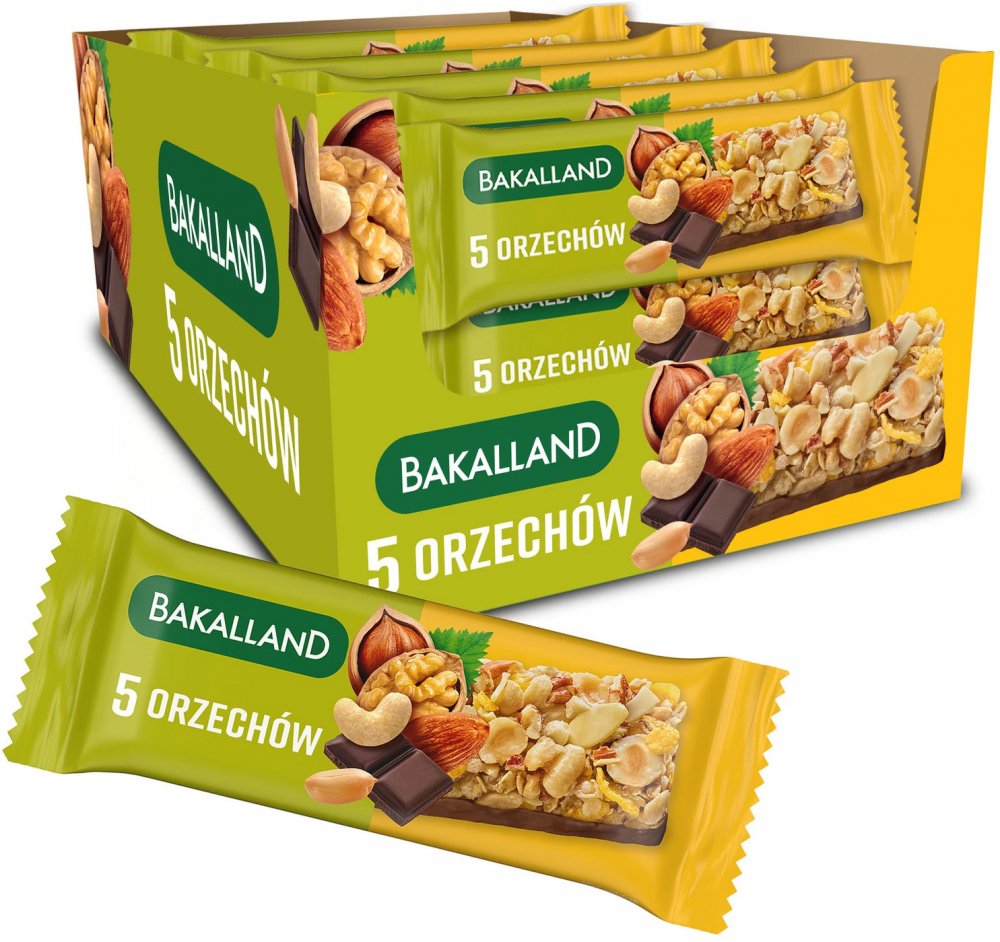 25x Baton zbożowy Bakalland BA! 5 orzechów, 40g